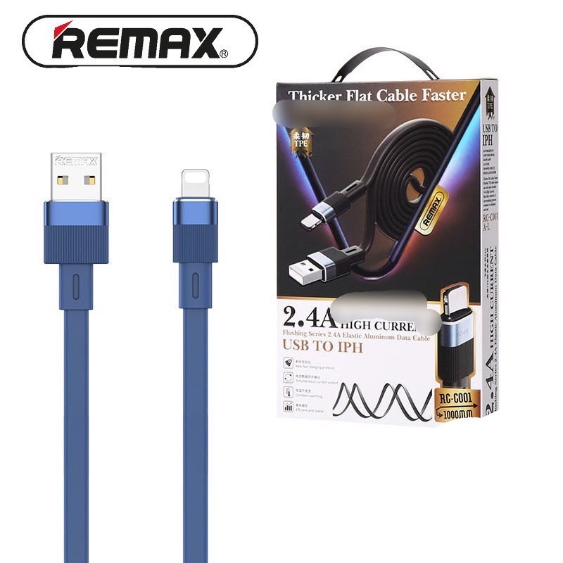 🌟CHÍNH HÃNG 🌟 Cáp Sạc Nhanh remax RC C001 RC-C001 Lightning SILICONE dẻo dây dẹt Iphone.s 11 12 13 Xr X Xs Max 6 7