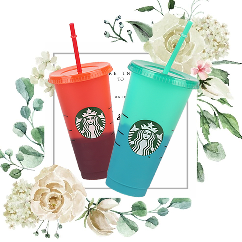 Ly Nhựa Uống Nước Starbucks X 709ml Có Thể Tái Sử Dụng Kèm Nắp Nhựa