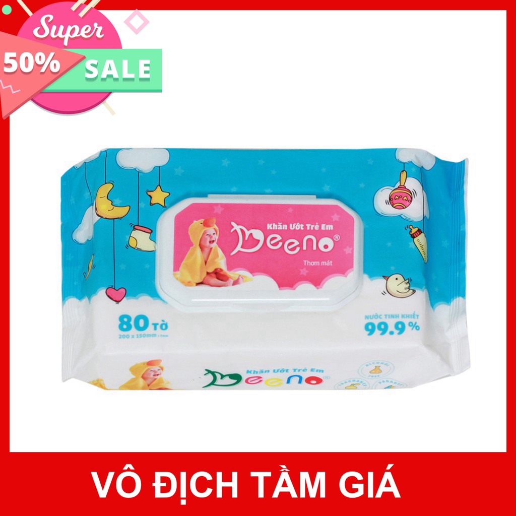 Combo 3 khăn giấy ướt Beeno thân thiện với da bé, khăn ướt dành cho bé không gây kích ứng