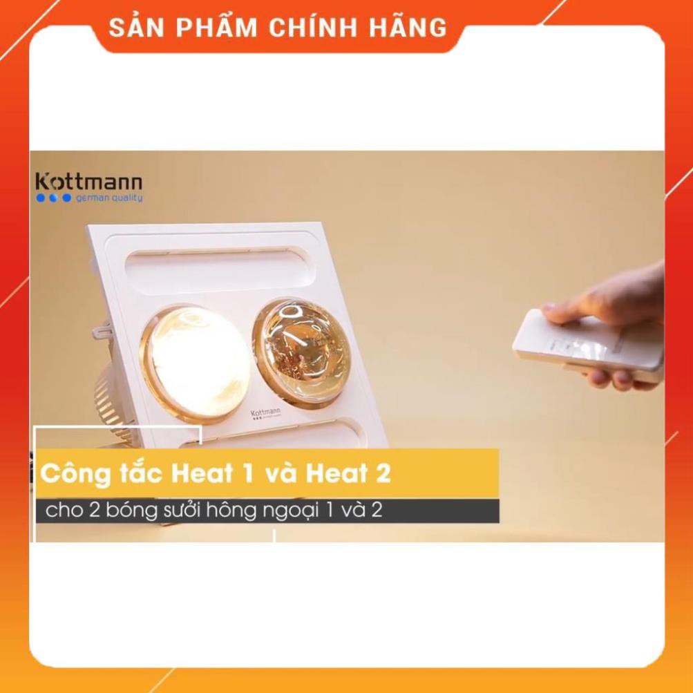 [Hỏa tốc 1 giờ] [FREESHIP] Đèn sưởi 2 bóng Kottmann âm trần có điều khiển từ xa K9-R - Hàng cao cấp - BH 12 tháng