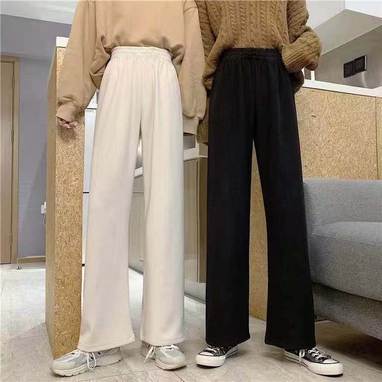 Quần dài lưng cao ống rộng phong cách retro hàng mới dành cho nữ