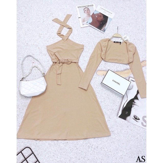 Set Váy Yếm Cardigan Hot Mùa Thu Đông