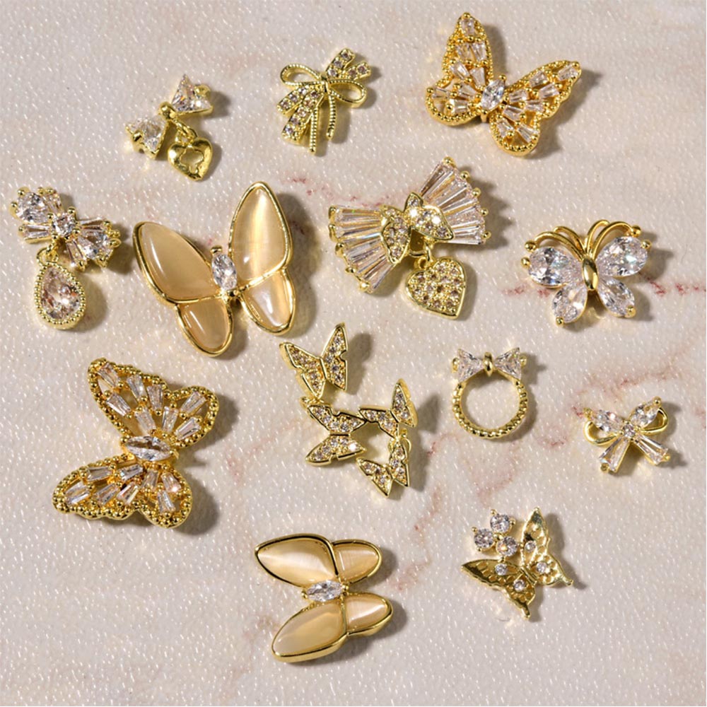 Phụ Kiện Trang Trí Móng Hình Bướm 3D Lấp Lánh