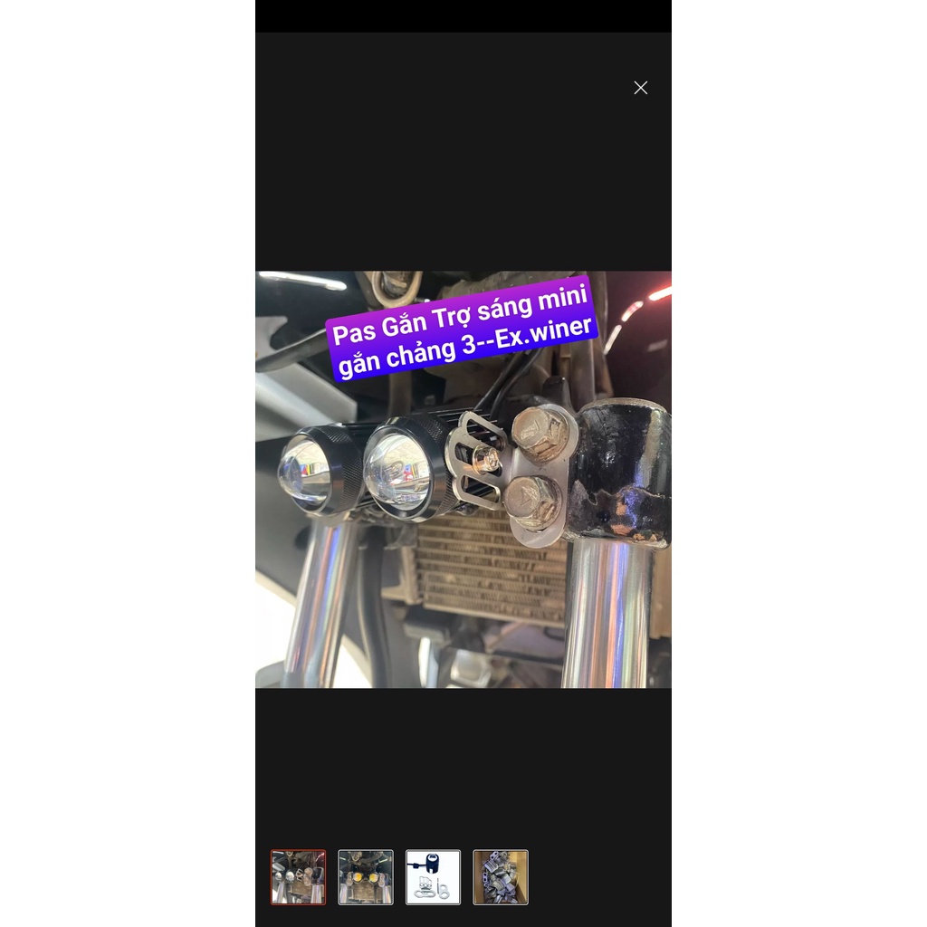 Bát  gắn đèn trợ sáng Mini vào phuộc Inox 304