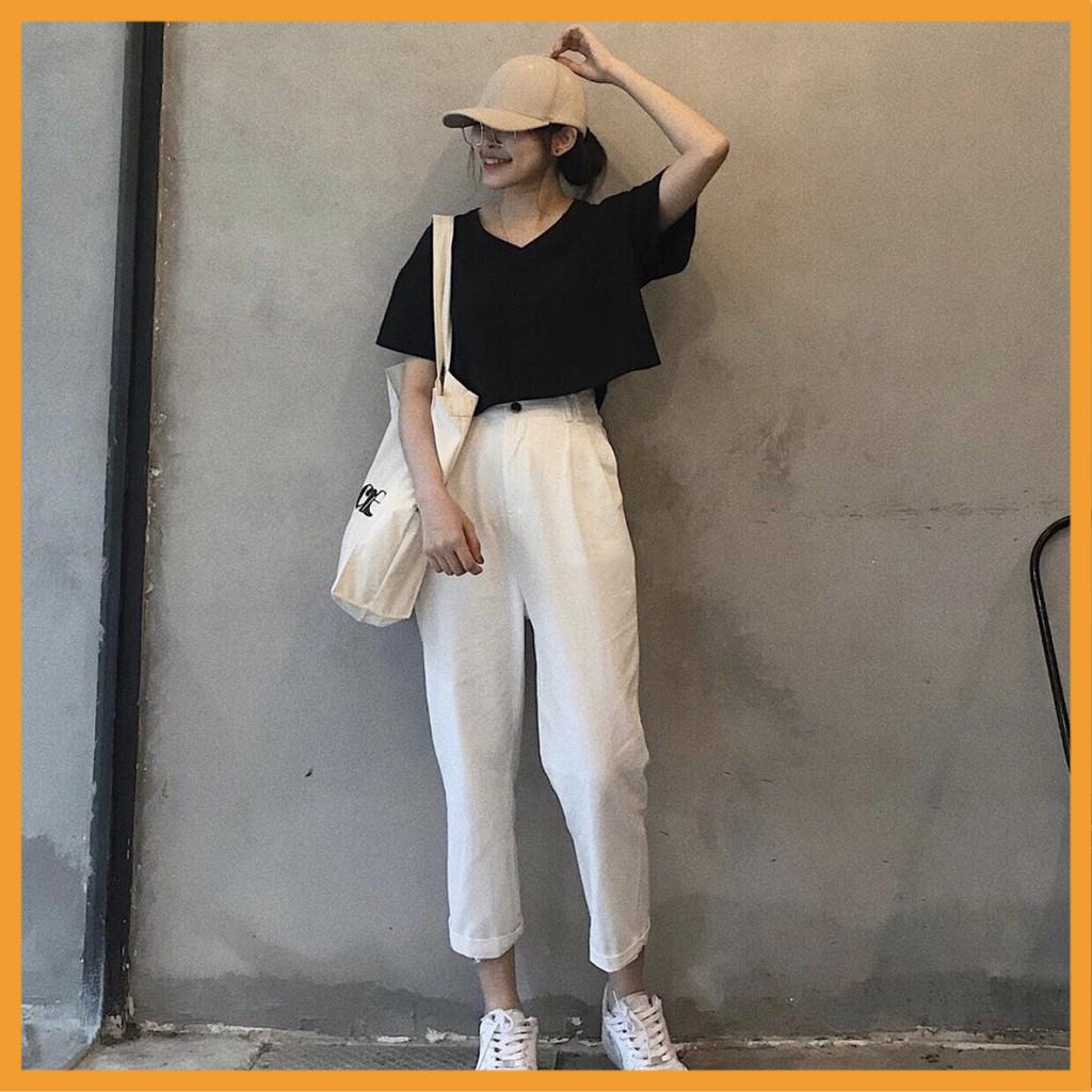 Áo croptop nữ cổ tim, áo croptop tay ngắn HERI | BigBuy360 - bigbuy360.vn