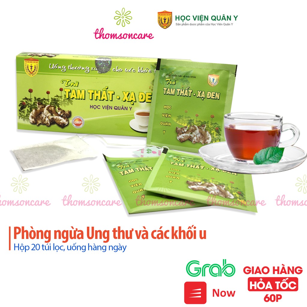 Trà Tam thất xạ đen hộp 20 túi lọc - chính hãng Học viện quân y - ngăn ngừa u bướu