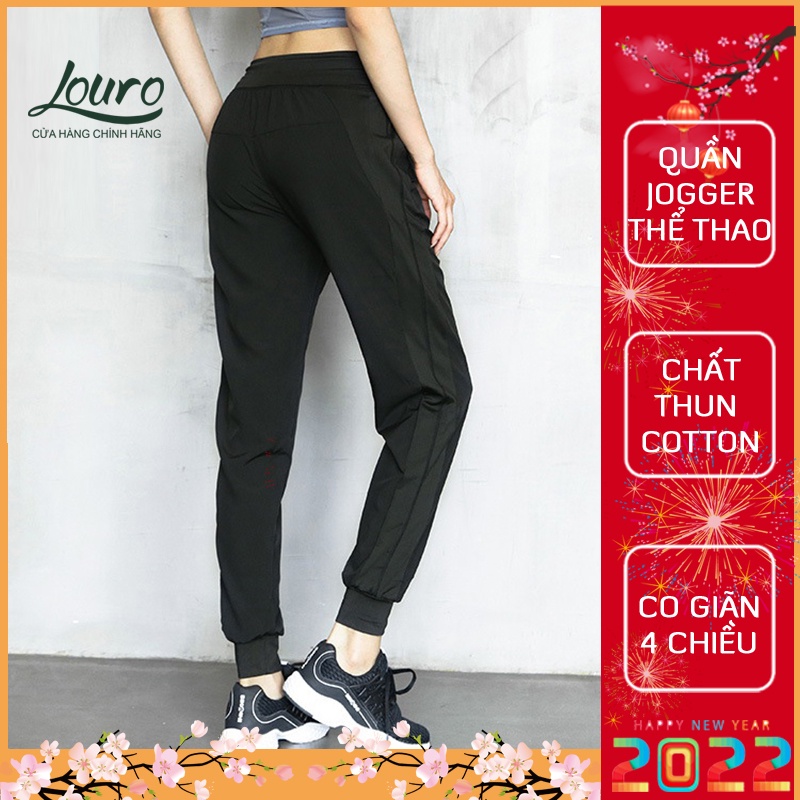 Quần tập gym nữ Louro QL102, dáng quần jogger nữ trẻ trung, năng động, che mọi khuyết điểm cơ thể