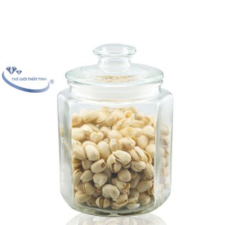 Hũ Lọ thủy tinh lục giác 350ml nắp thủy tinh đựng thực phẩm