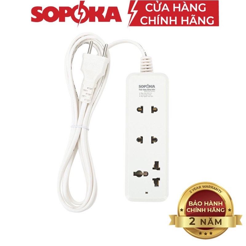 Ổ cắm chống cháy Sopoka loại chịu tải cao 1200W/ Ổ cắm 3B3 sopoka dài 2,5m