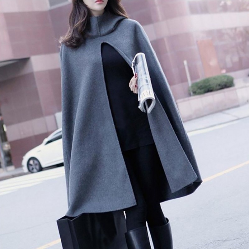 ₪◈Áo choàng len có mũ trùm đầu thiết kế thời trang hàn quốc chuyên dùng cho nữ | BigBuy360 - bigbuy360.vn