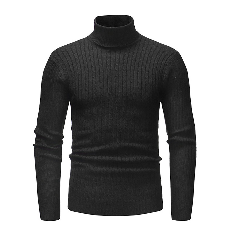 Áo Sweater Dệt Kim Cổ Cao Màu Sắc Đơn Giản Cho Nam Giới