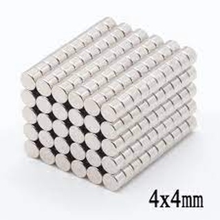 Nam châm viên tròn kích thước 4x4mm, nam châm trắng đất hiếm mạ niken