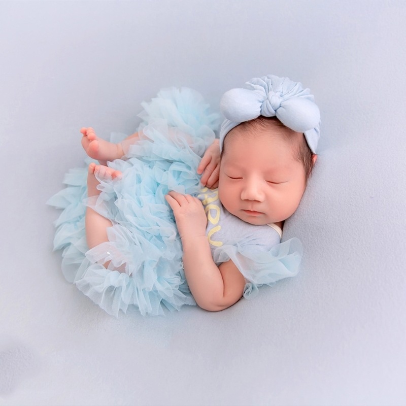 Set Đồ 2 Món Gồm Đầm Công Chúa Phối Ren Dễ Thương + Mũ Thời Trang Làm Phụ Kiện Chụp Ảnh Cho Bé Gái Sơ Sinh