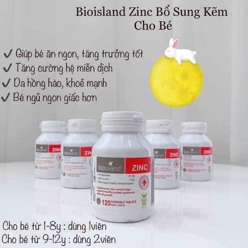 Viên bổ sung kẽm cho bé Bio island Zinc 120 viên