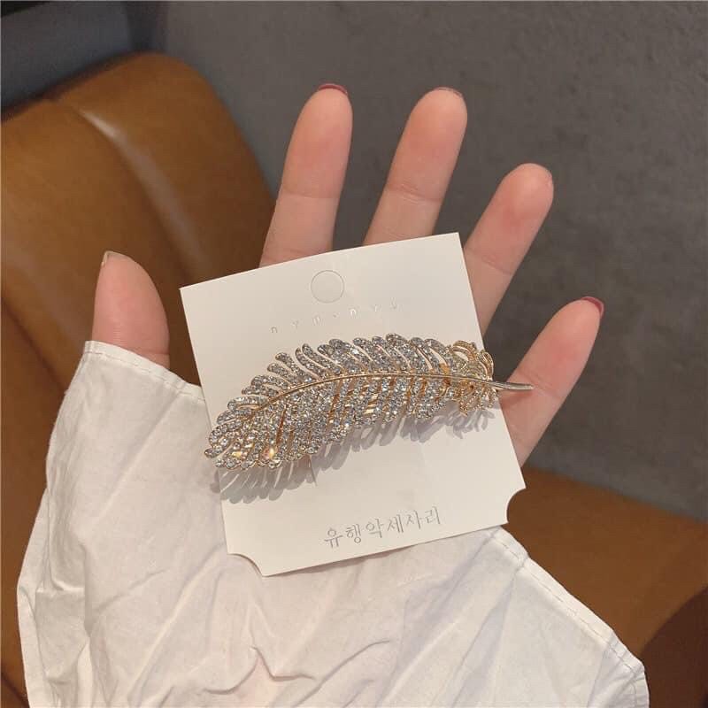 Kẹp Tóc Đá Hình Lông Vũ Sang Chảnh