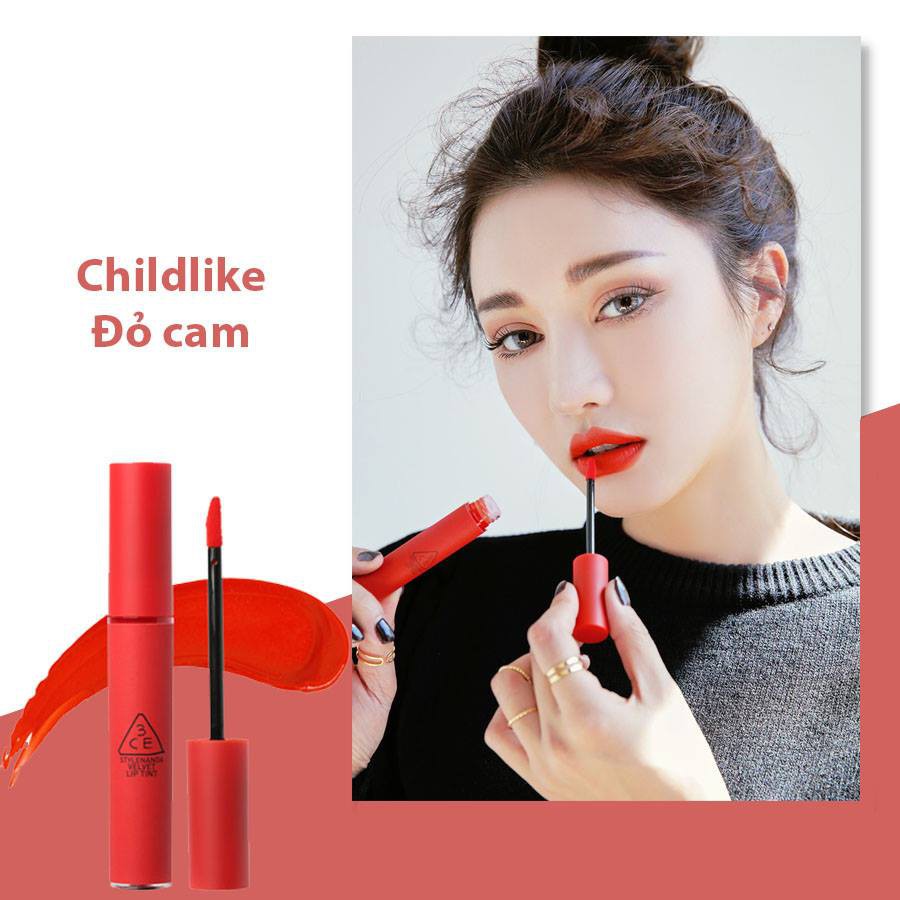 Son kem lì 3CE Velvet Lip Tint ChildLike màu (đỏ cam) | BigBuy360 - bigbuy360.vn