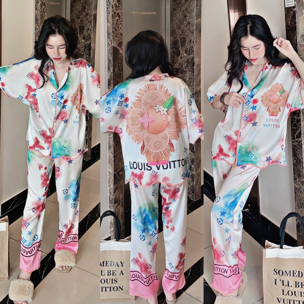[ƯU ĐÃI T12] Đồ bộ pyjamas cổ sơmi tay ngắn quần dài LỤA Satin/Latin-đồ ngủ nữ mẫu mới 2021 | BigBuy360 - bigbuy360.vn