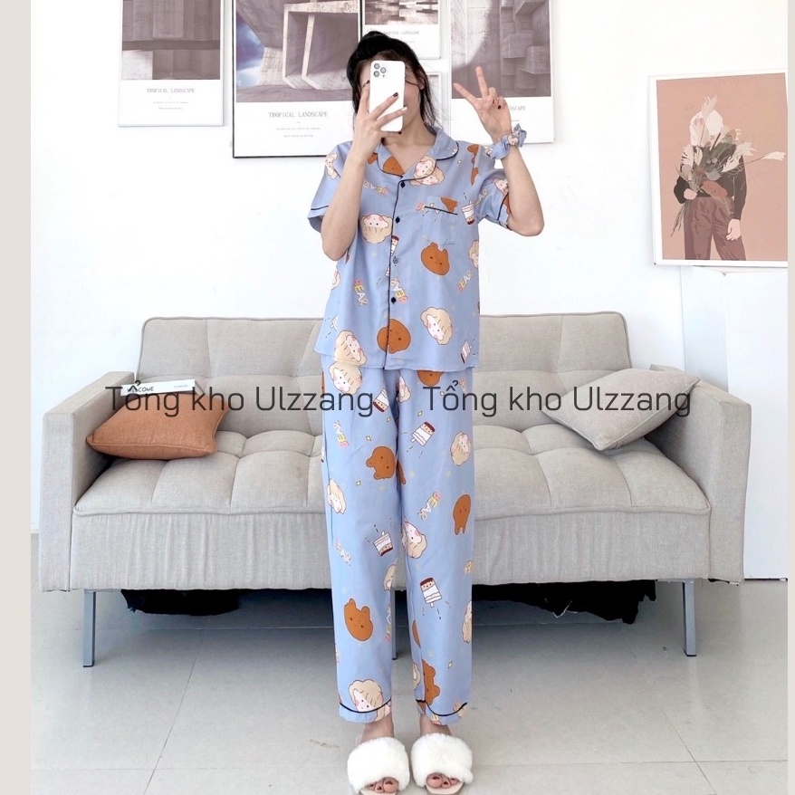 Bộ ngủ pijama kate Thái tay ngắn quần dài