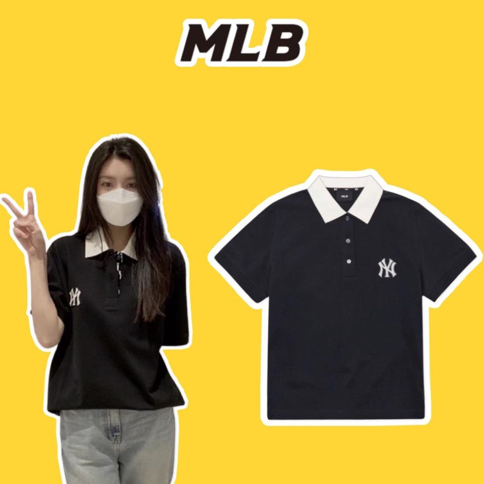 Áo Polo NY MLB Basic unisex nam nữ in hình Monogram Logo cá tính