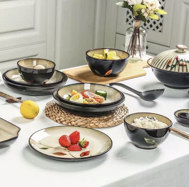 Bộ bát đĩa gia đình phong cách Nhật Bản - Bộ bát đĩa gốm sứ cao cấp