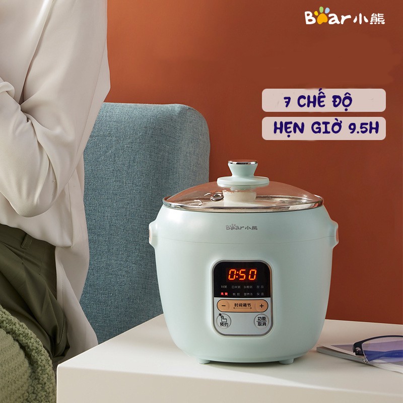 Nồi nấu cháo ninh hầm cách thuỷ hãng BEAR DDZC10F1 1 lít (bảo hành 12 tháng)