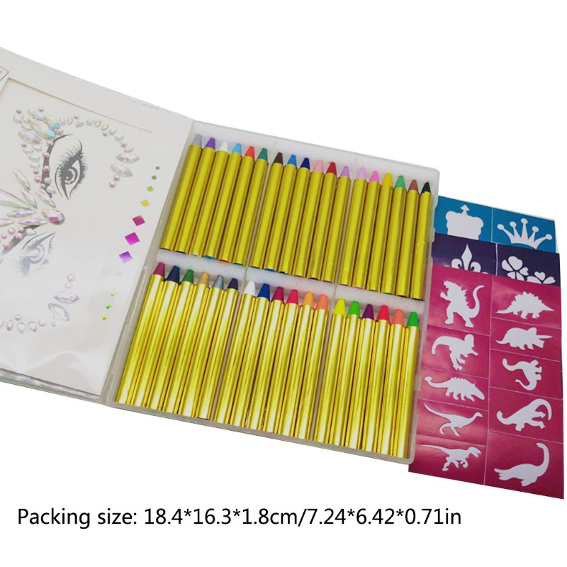 (Hàng Mới Về) Set 36 Bút Chì Màu Vẽ Mặt Và Cơ Thể Dành Cho Người Lớn Và Trẻ Em