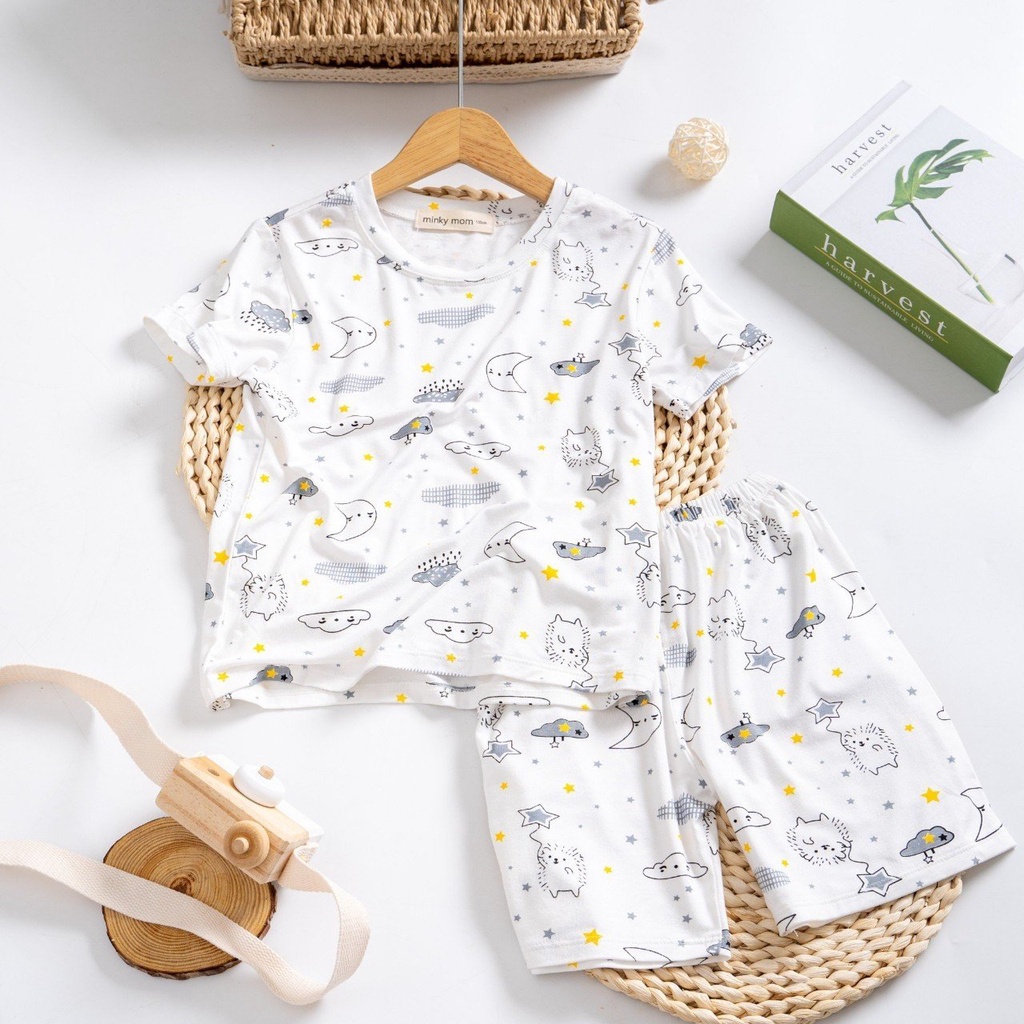 Đồ Bộ Bé Trai Bé Gái Minky Mom Vải Thun Lạnh, Bộ Cộc Tay Cho Bé Mặc Nhà Mùa Hè 2022