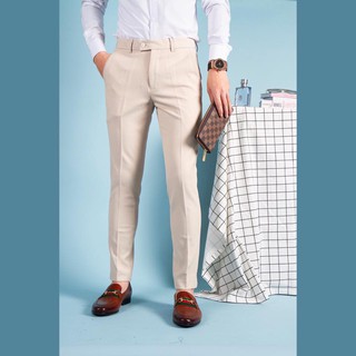 Quần Tây Âu Nam Hàn Quốc - Thời Trang Công Sở - Hàng VNXK - Mẫu Ống Côn - Form Slimfit - Màu Kem