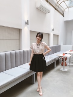 Áo tơ cổ bèo nơ