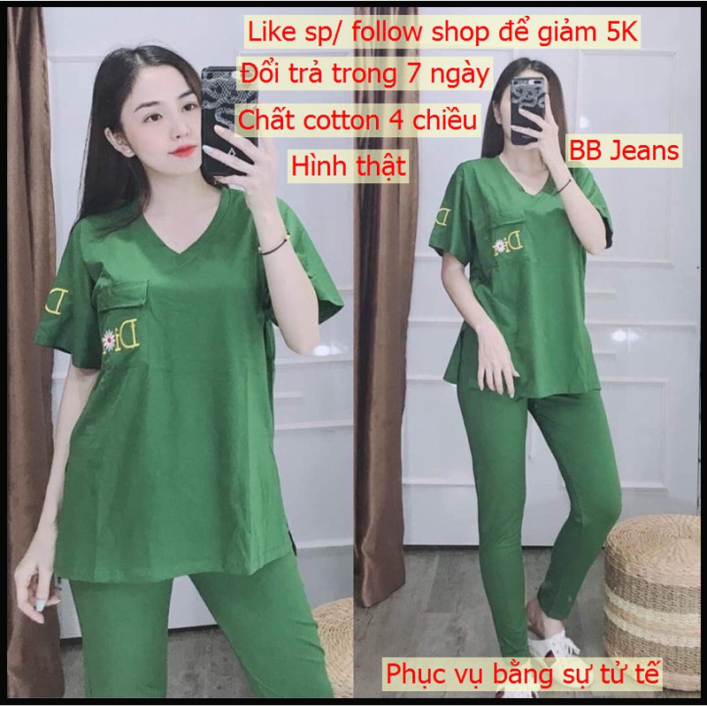 [BIGSIZE] đồ bộ nữ cotton quần dài, set đồ bộ nữ cotton thun 4 chiều DO đủ màu cực đẹp Panda Store