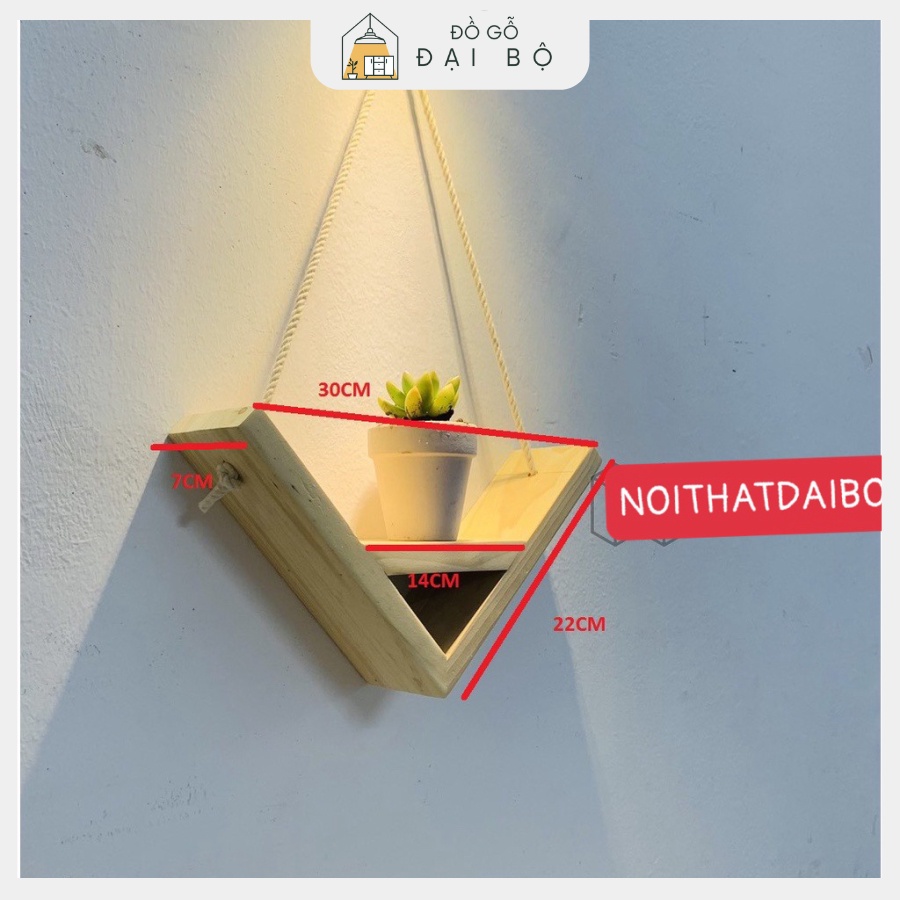 Combo Kệ tam giác decor treo tường, đựng hoa trang trí treo tường gỗ thông tự nhiên giá tại xưởng