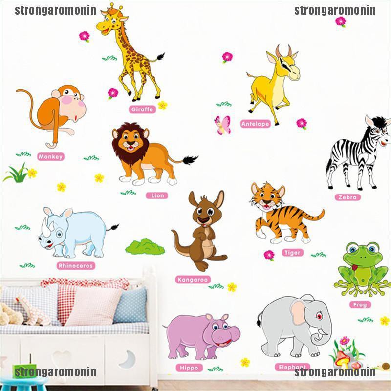 Miếng Dán Tường Trang Trí Hình Động Vật Rừng Xanh Ngộ Nghĩnh