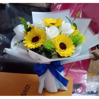 Bó hoa sáp hướng dương mix hồng 11 bông tặng thiệp( nowship)