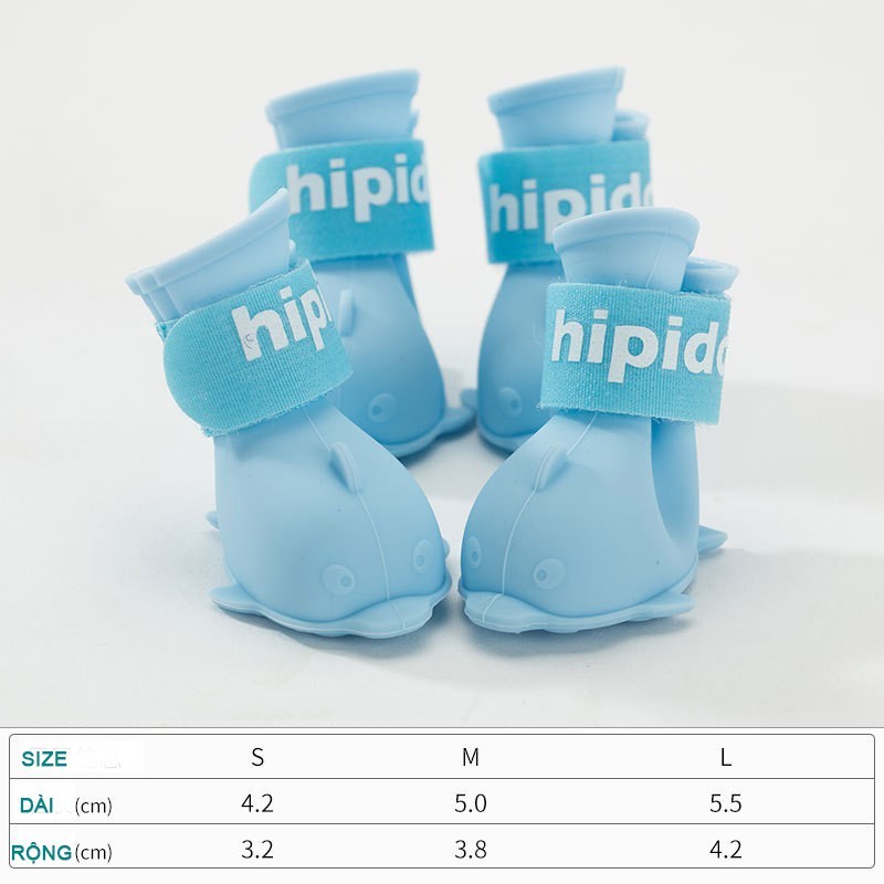  Sét 4 chiếc giày cho chó đi mưa HIPIPet không thấm nước chất liệu an toàn cho chó