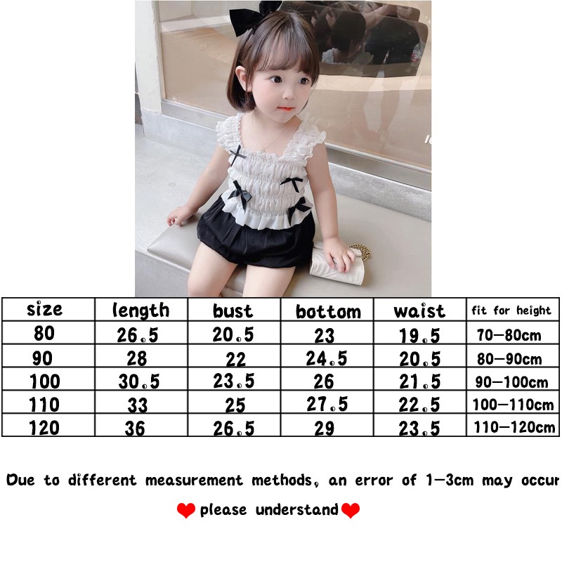 Áo voan không tay đính nơ+quần đùi thời trang hè Hàn Quốc cho bé gái