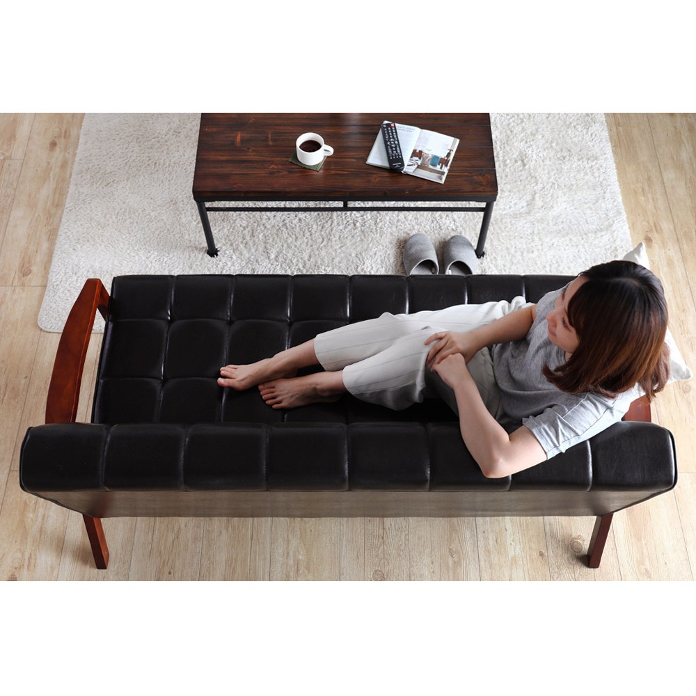 Ghế sofa tay gỗ cổ điển BNS 8039BD-3P (Đen) 150*79*76cm 3 chỗ ngồi