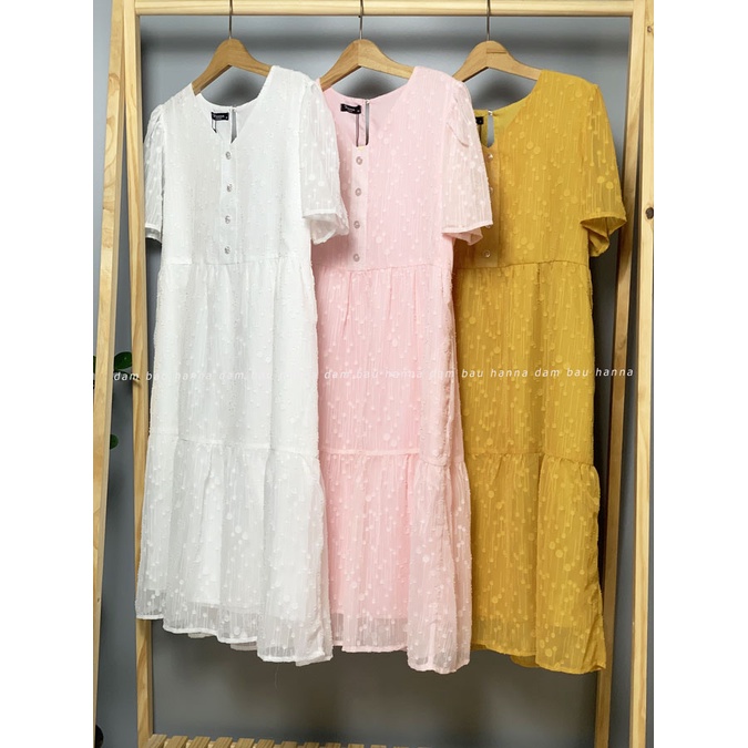 [HANNA] Đầm bầu dự tiệc sang chảnh cho mẹ trẻ có size 40-80kg mẫu xinh vải cao cấp thoáng mát không nhăn đầm dài qua gối