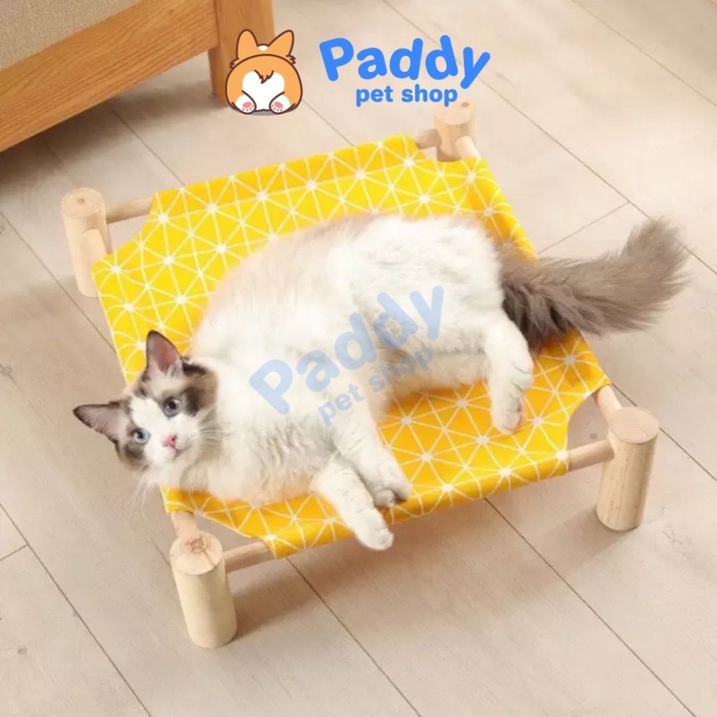 Võng Giường Gỗ Vuông Cho Chó Mèo