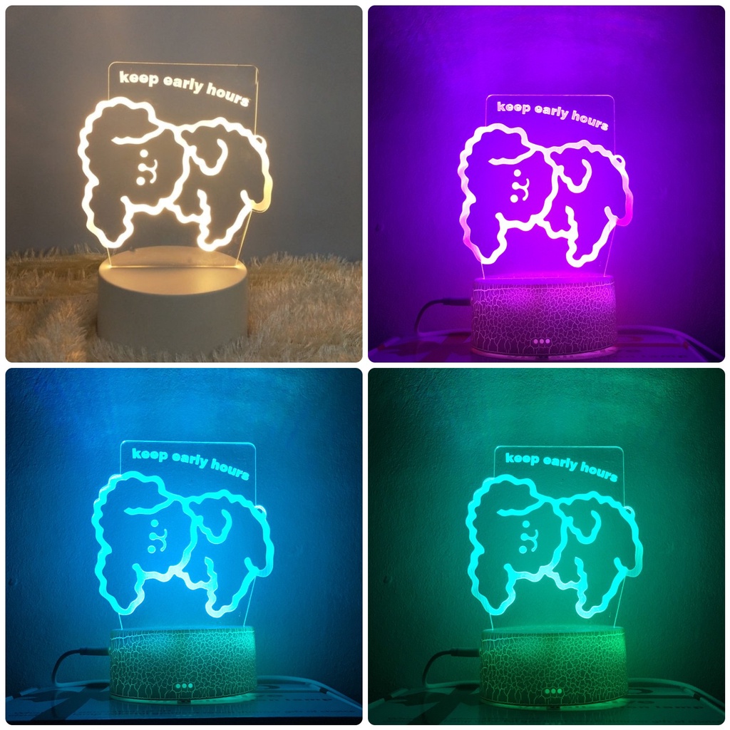 Đèn ngủ 3d Tiktok đổi màu Gấu Cún đáng yêu trang trí phòng đẹp làm quà tặng ý nghĩa