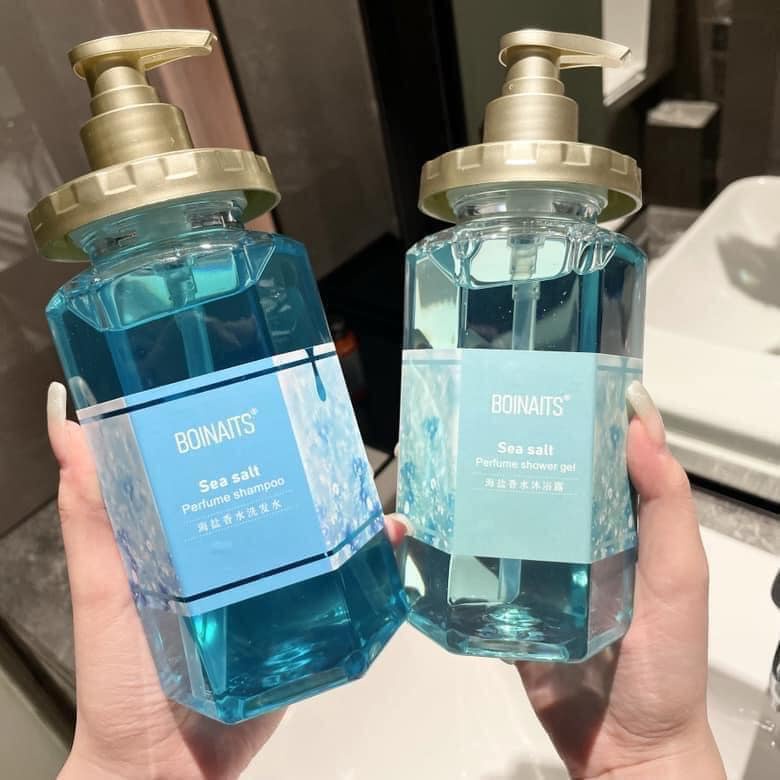 Dầu Gội, Xả, Sữa Tắm Nước Hoa Pháp Hương Hoa Anh Đào  BOINAITS 450ml hàng nội địa Trung, tinh chất muối biển