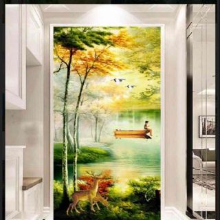 Tranh 3D dán tủ lạnh keo sẵn