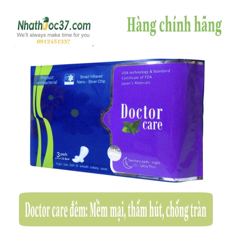 Băng vệ sinh Doctor Care ban đêm thấm hút gấp 5 lần băng thông thường, chống tràn tuyệt đối