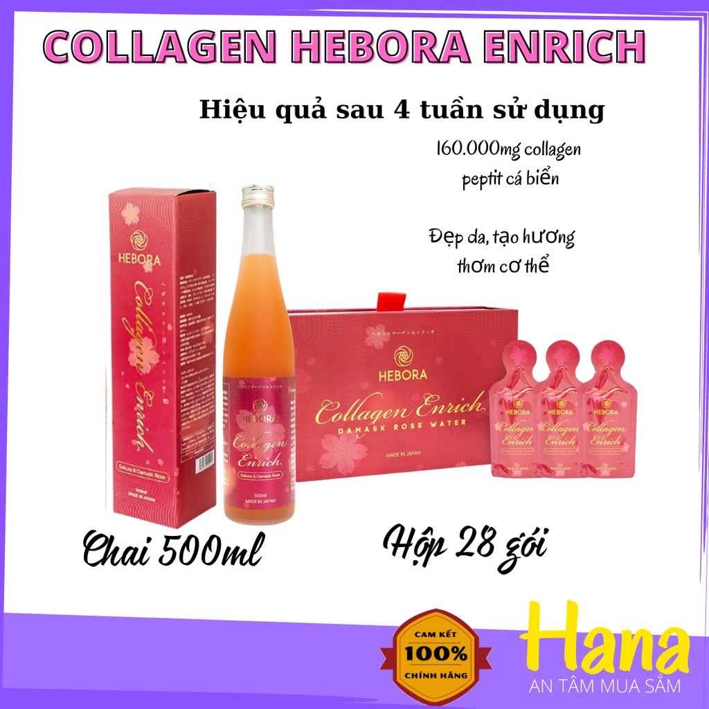 [Date 2024, Chính hãng] Nước uống đẹp da HEBORA Collagen Enrich Thơm tự thân Detox giữ dáng