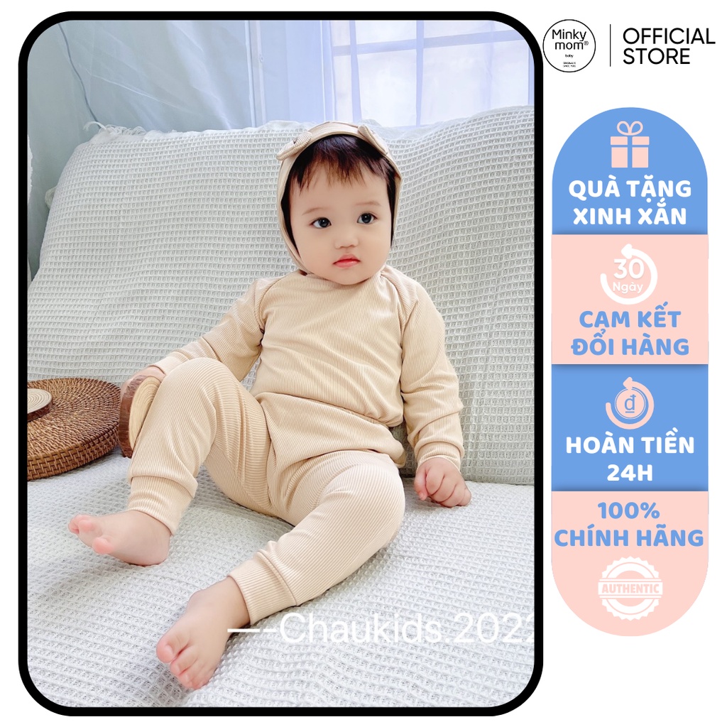 [SALE] Bộ Quần Áo Cho Bé Gái, Bé Trai KIMCHIBABY Vải Thun Gân Tai Thú 3D, Bộ Đồ Cho Bé Mặc Thu Đông CKTD05
