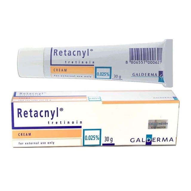 Tretinoin tretinol kem ngăn ngừa và giảm mụn retacnyl cream 0,025 0,05 0,1 %