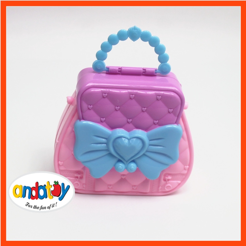 Phụ kiện búp bê túi xách nơ màu tím hồng cho búp bê barbie ANDATOY AD924