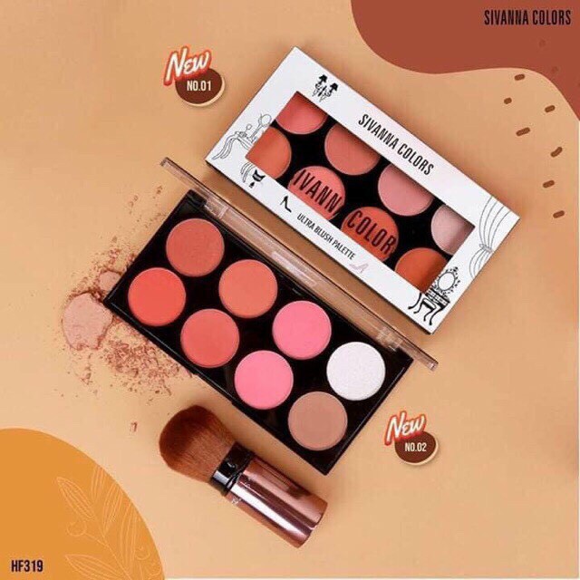 Set Phấn Má- Tạo Khối- Highlight] Sivanna Ultra Brush Palette HF 319