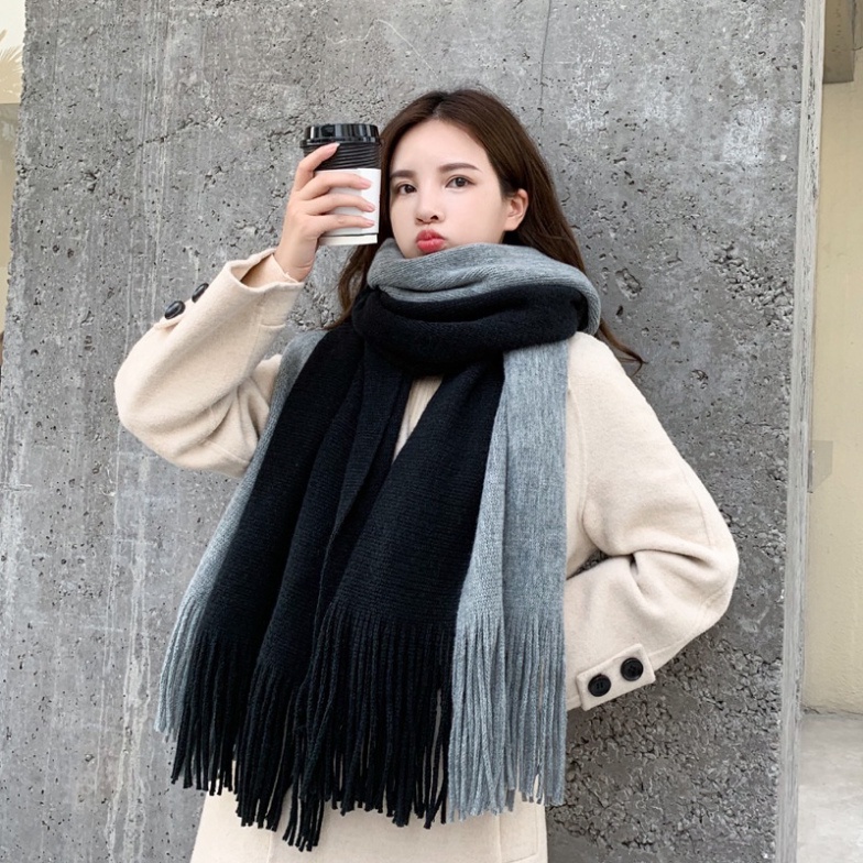 Khăn quàng cổ len nữ cashmere mùa đông Dày Mịn LUHAZO Hàng Quảng Châu phong cách thời trang Siêu Đẹp