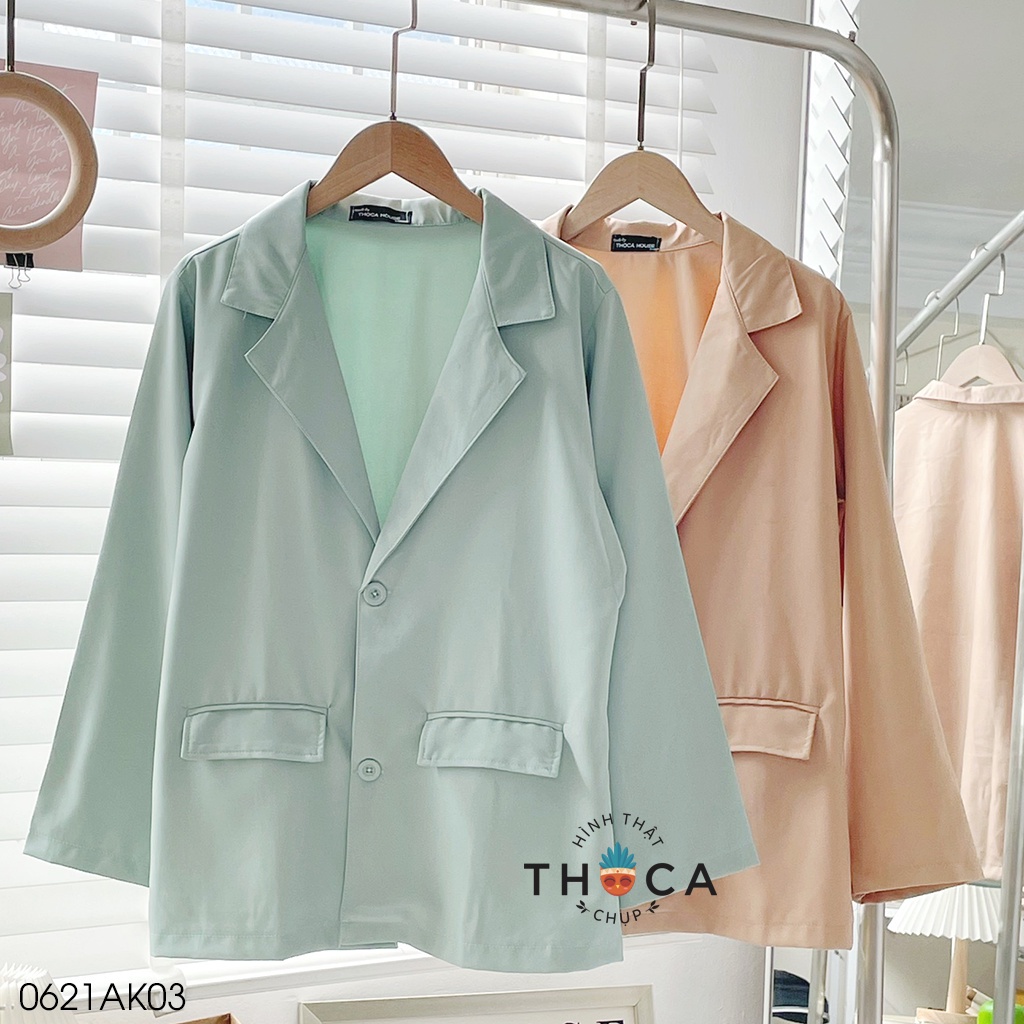 Áo khoác blazer nhiều màu 2 túi nấp THOCA HOUSE vải dày mềm mại freesize phù hợp đi làm công sở, sự kiện, hội nghị