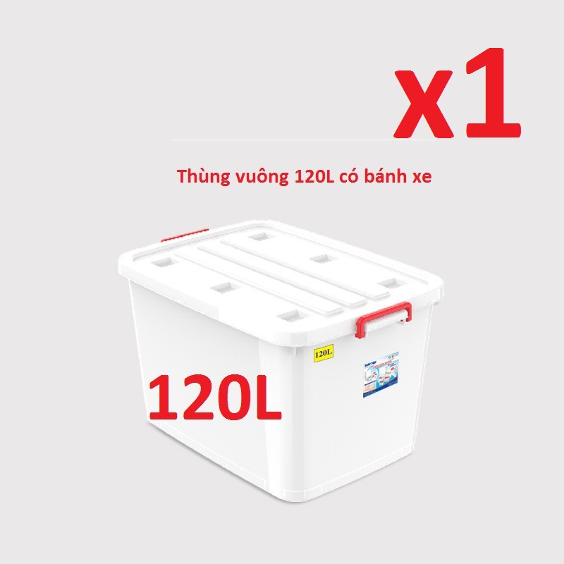 (Hà Nội) Thùng nhựa đa năng 120L có bánh xe Duy Tân (Hàng Chính Hãng)